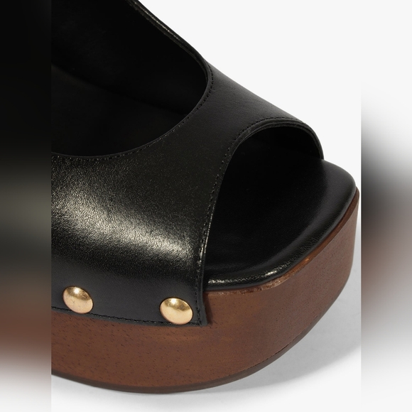 NEW Schutz Rose Slingback Platform Sandals In Black Leather Sz 10 Boho Festival - Picture 6 of 7